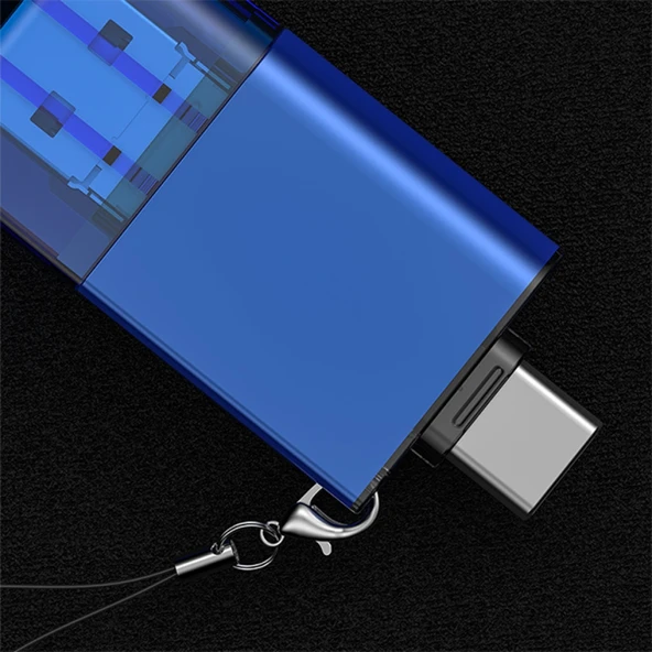 USB 3.0+Type-c+Lightning Sd Kart Okuyucu - Hızlı Card Reader (Mavi) - 5