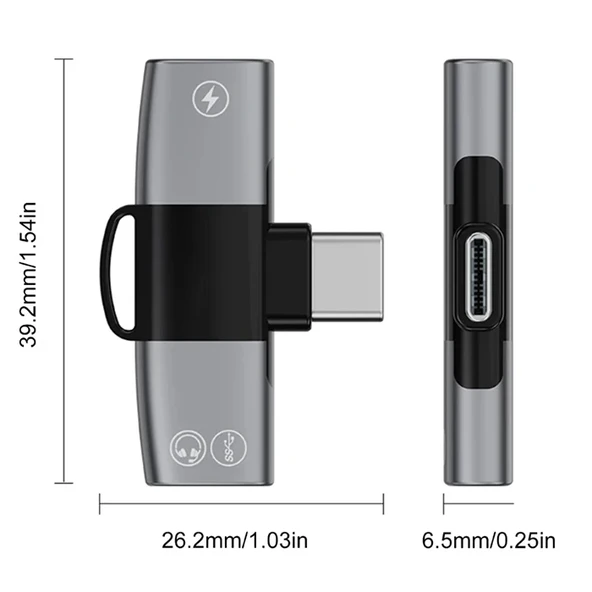 Mini 2in1 Type-c to Type-C Kulaklık + Şarj Adaptöru (Siyah) - 3