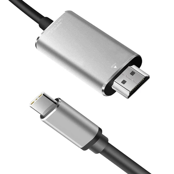 Type-C to HDMİ 4K 60Hz Çevirici Görüntü Kablosu 1.8M - HDTV Projektör (Siyah) - 2