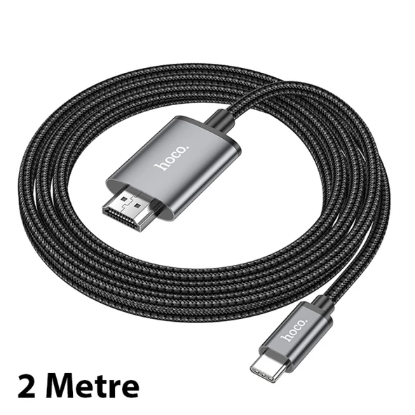 Hoco UA27 Type-c To HDMI HDTV Dönüştürücü Adaptör 4K 30Hz Kablo (Gri) - 4
