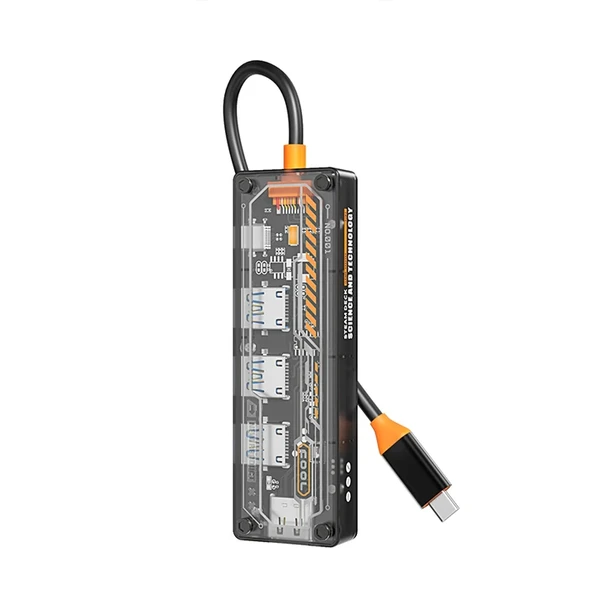 5in1 Type-c To USB3.0 + USB2.0 *2 + Type-c PD 100W + HDMI Çoğaltıcı Transparan Hub - 4