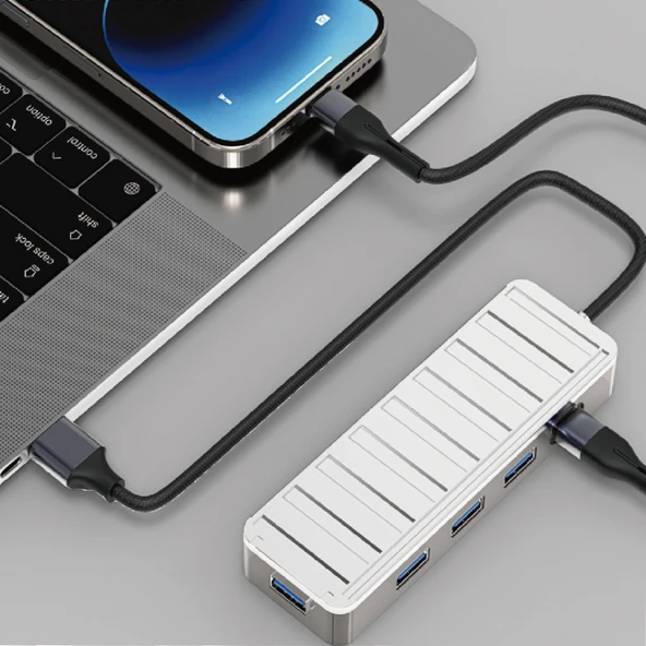 Nettech NT-OT010 5 in 1 USB To Type-c Dönüştürücü (Gri) - 2