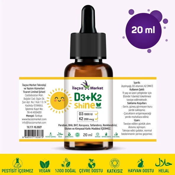 Vitamin D3+K2 Shine (Vegan) 20 ml