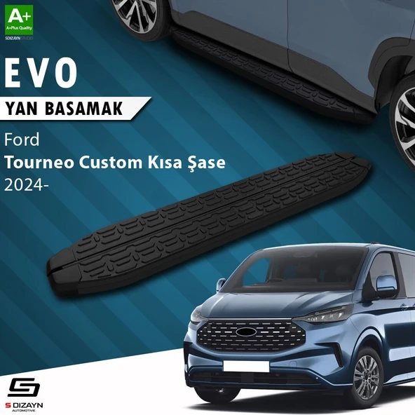 S-Dizayn Ford Tourneo Custom 2 Kısa Şase Evo Siyah Yan Basamak 223 Cm 2023 Üzeri A+ Kalite ürün görseli
