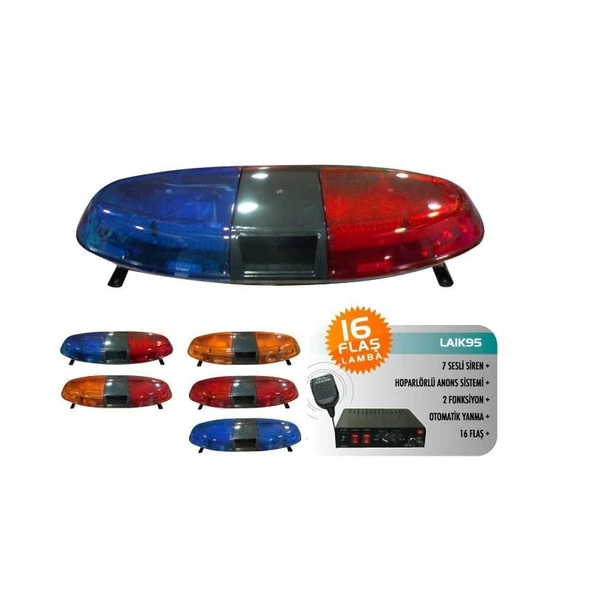 Space Flaş İkaz Lambası Oval Anons 2 Fonksiyonlu 16 Flaşlı / LAIK95 - Resim 2