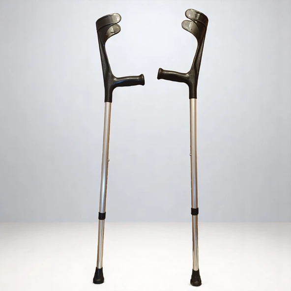 Gri renk ayarlanabilir İkili Koltuk Değneği - Resim 4