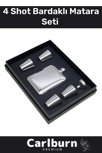 Özel Üretim Uzun Süre Soğuk Tutan Kahve Çelik Kutulu 1 Matara 4 Shot Bardak Hediye Seti