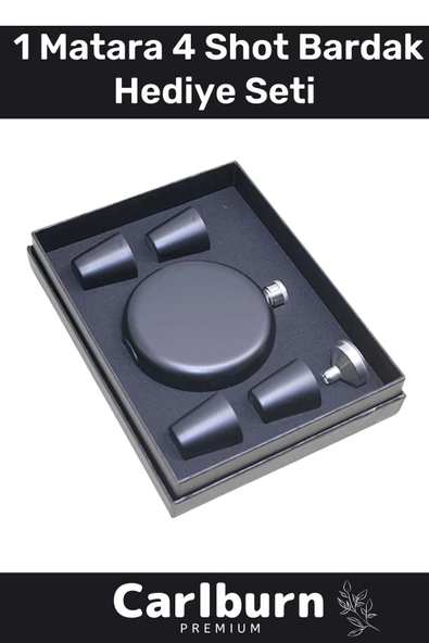 Özel Üretim Uzun Süre Soğuk Tutan Kahve Çelik Kutulu 1 Matara 4 Shot Bardak Hediye Seti