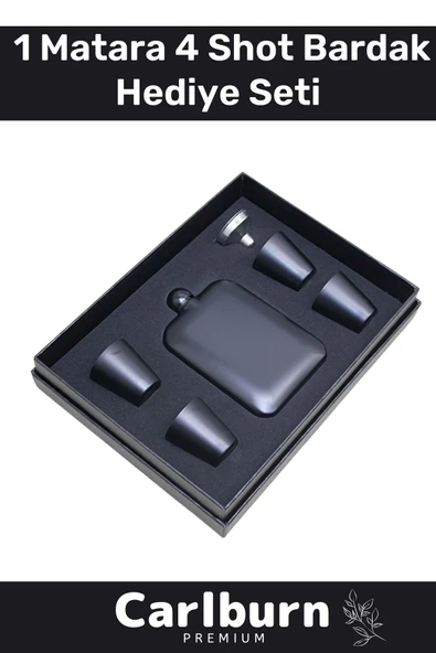 Özel Üretim Uzun Süre Soğuk Tutan Kahve Çelik Kutulu 1 Matara 4 Shot Bardak Hediye Seti