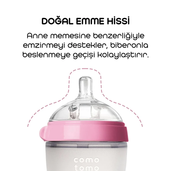 Comotomo Antikolik Silikon Biberon 250 Ml 3-6 Ay Pembe - 2
