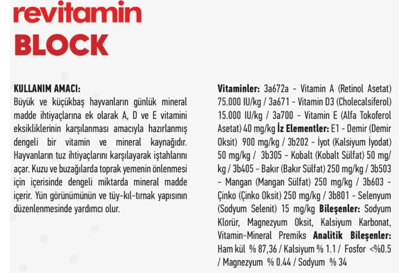 Hs Tarım Revitamin Block 3KG Vitaminli Yalama Taşı - 3