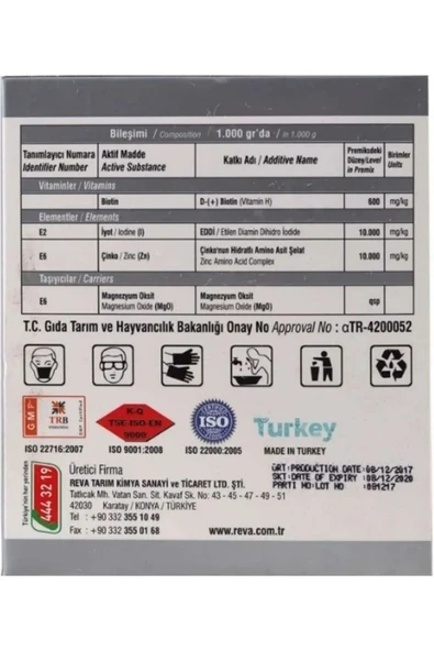 Hs Tarım Vetasupra Eddi Biozinc 500 Gr. İyot Takviyeli Tırnak Bakım Yem Katkısı - 3