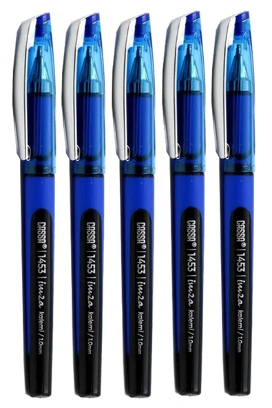 Mavi İmza Kalemi 5 Adet 1.00 mm Kalın Uçlu İmza Pilot Kalem Ekonomik Kaliteli Cassa 1453 İmza Kalemi