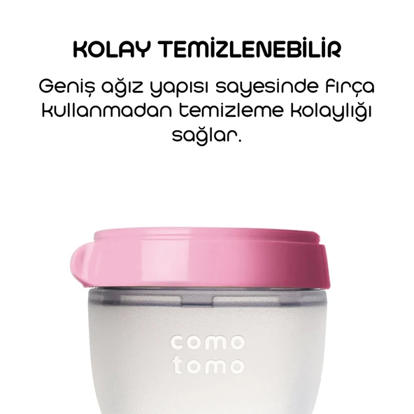 Comotomo Antikolik Silikon Biberon 250 Ml 3-6 Ay Pembe - 5