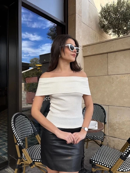 Madonna yaka sıfır kol bluz - 2