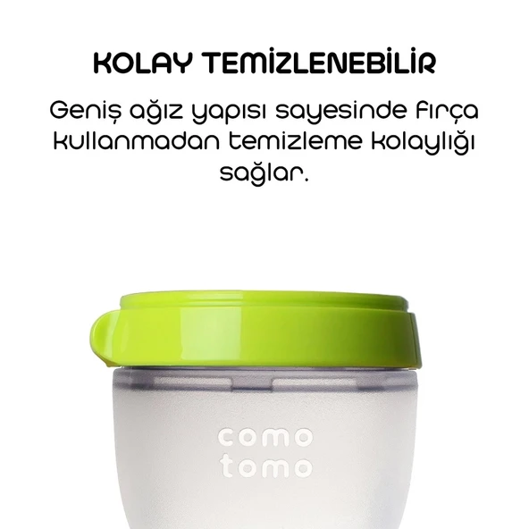 Comotomo Antikolik Silikon Biberon 250 Ml 3-6 Ay Yeşil - 5
