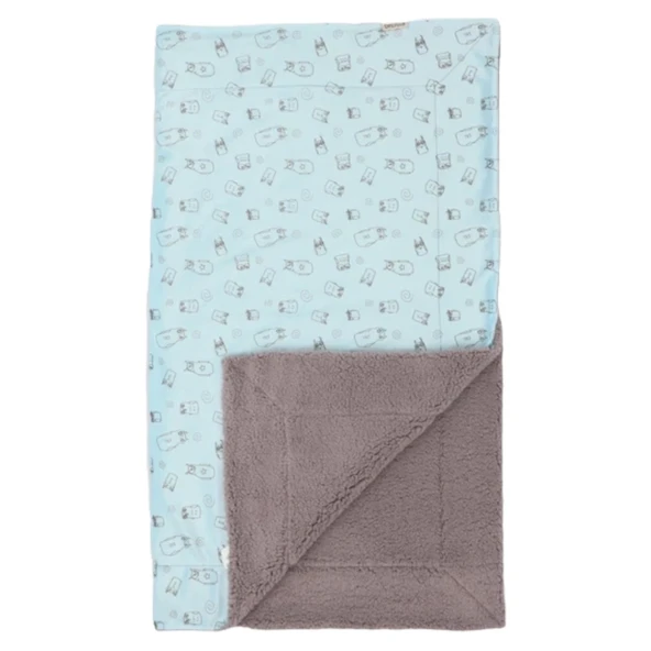 Bebitof Baykuş Desenli Battaniye 95072 Mavi