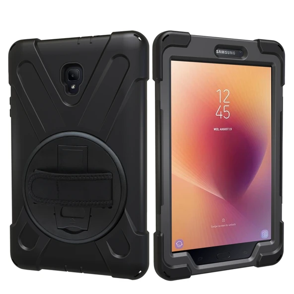 Samsung Galaxy Tab A 8.0 (2017) T385-T380 Uyumlu Defender Standlı Zırhlı Silikon Tablet Kılıfı (Siyah) - 2