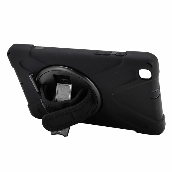 Samsung Galaxy Tab A 8.0 (2019) T290-T295 Uyumlu Defender Standlı Zırhlı Silikon Tablet Kılıfı (Siyah)