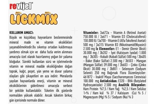 Hs Tarım Revijel Lickmix Yalama Jeli 4 KG - Resim 3