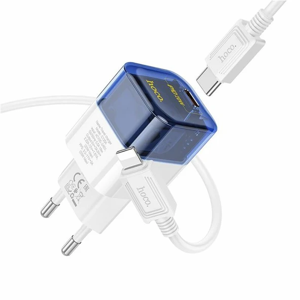 HOCO C131A Platinum PD30W+QC3.0 Girişli Hızlı Şarj Başlığı Ve Type-C To iPhone Lightning Kablo (Mavi) - 5