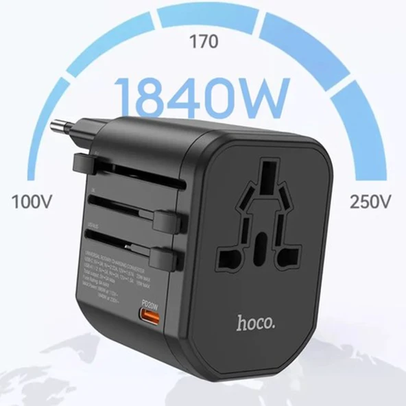 HOCO AC15 20W PD QC 3.0 Hızlı Şarj Universal Priz (Siyah) - 6