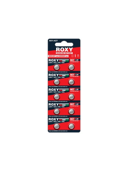 Ag7 LR57/LR927/195/395 44 Mah Alkalin Düğme Pil 10 Lu Paket