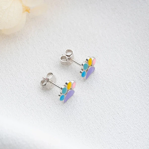 Vaoov 925 Ayar Gümüş Renkli Mineli Pati Küpe - Resim 4