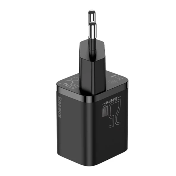 Baseus Super Si 1C 25W PD Type-C Hızlı Şarj Adaptörü - İPhone 15-14-13-12-11 Hızlı Şarj (Siyah) - 3