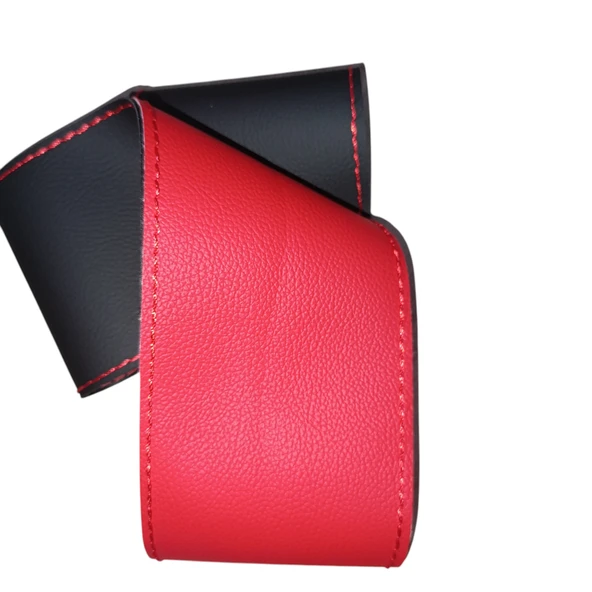 DİKİŞLİ DİREKSİYON KILIFI SİYAH DERİ KIRMIZI DERİ KIRMIZI DİKİŞLİ F. FOCUS İÇİN - Resim 5