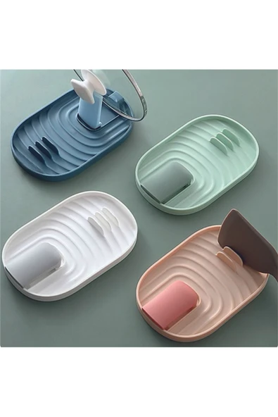 Tencere Kapak Tutucu Ve Kaşıklık Tencere Kapağı Standı Kaşık Kepçe Altlığı Katlanabilir Düzenleyici - 3