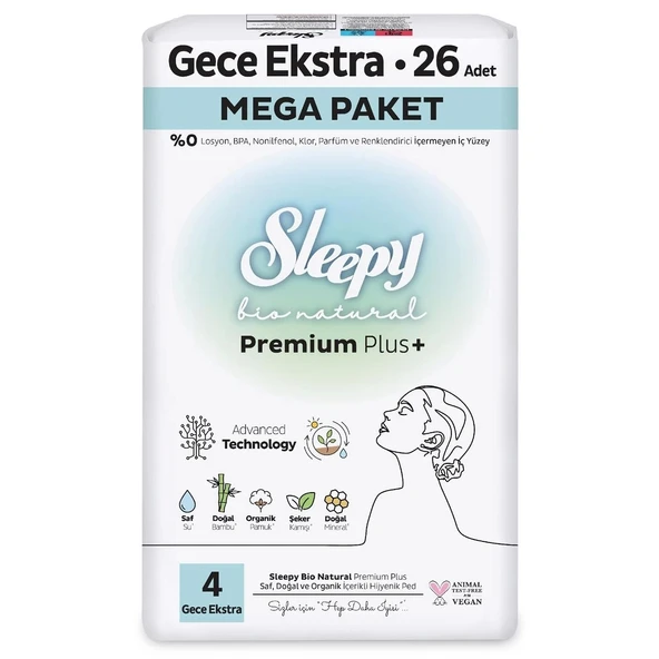 Sleepy Bio Natural Premium Plus Mega Ekstra Gece Ped 26 Adet - 2