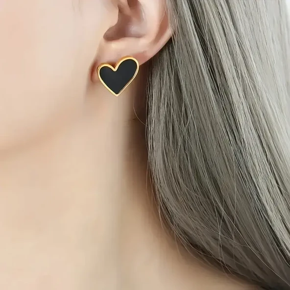 Şık Boho Kalp Tasarım Yuvarlak Küpe 14K Altın Kaplama Çinko Alaşım Günlük ve Parti Tüm Mevsim Moda