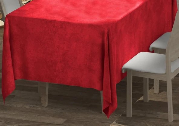 Kırmızı Renk Dikdörtgen, Kadife Dokulu, Dertsiz, Masa Örtüsü - 2