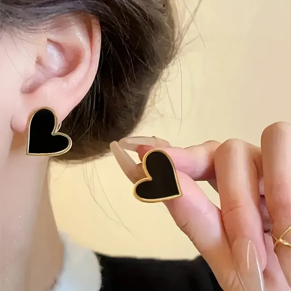 Şık Boho Kalp Tasarım Yuvarlak Küpe 14K Altın Kaplama Çinko Alaşım Günlük ve Parti Tüm Mevsim Moda - 3
