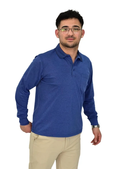 Erkek Büyük Beden Mevsimlik Polo Yaka Sweatshirt 1-6830 BGL-ST04415 - Resim 12