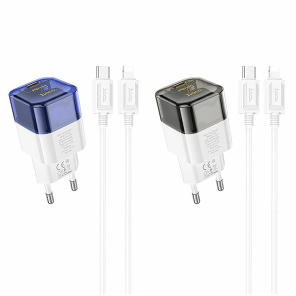 HOCO C131A Platinum PD30W+QC3.0 Girişli Hızlı Şarj Başlığı Ve Type-C To iPhone Lightning Kablo (Siyah) - 5