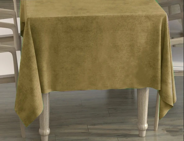 Koyu Hardal Renk Dikdörtgen, Kadife Dokulu, Dertsiz, Masa Örtüsü - 2