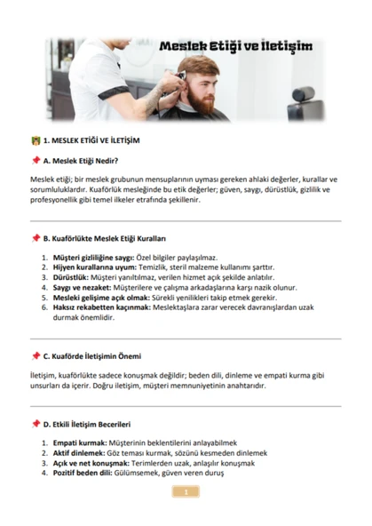 Erkek Kuaförlüğü Kalfalık-Ustalık Sınavları Hazırlık Kitabı - 3