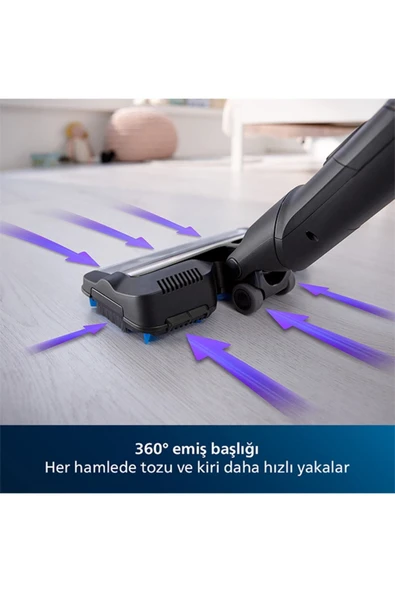 Philips Speedpro Max Kablosuz Dikey Süpürge, PowerCyclone8, 360 Derece Emiş Başlığı, XC7040/01 - 6