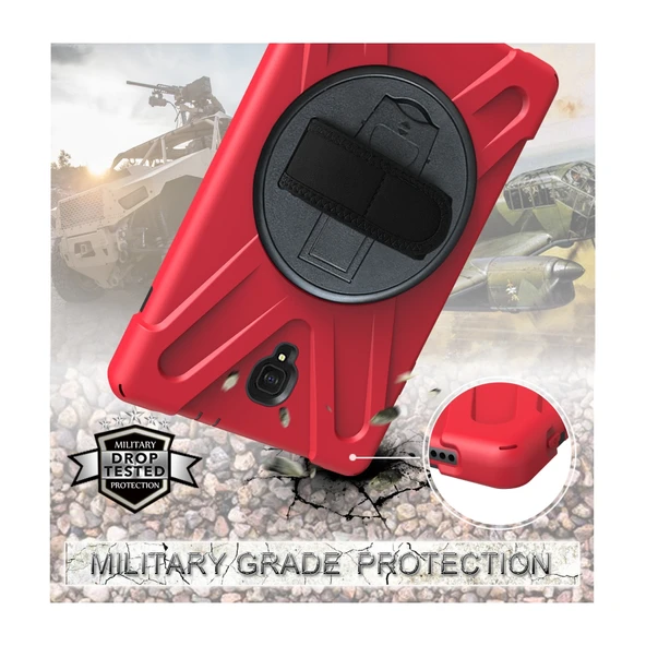 Samsung Galaxy Tab A 10.5 2018 T590-T595-T597 Uyumlu Defender Standlı Zırhlı Silikon Tablet Kılıfı (Kırmızı) - Resim 3