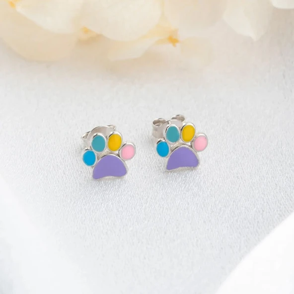 Vaoov 925 Ayar Gümüş Renkli Mineli Pati Küpe - Resim 2