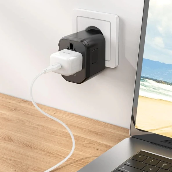 HOCO AC15 20W PD QC 3.0 Hızlı Şarj Universal Priz (Siyah) - 5