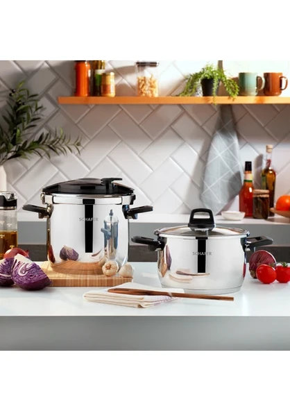 Schafer Optima Düdüklü Tencere Seti 4+6,5 Lt-Siyah/gri
