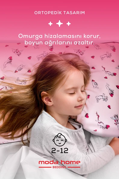 2 Adet Visco ortopedik çocuk yastığı boyun desteklı yastık (melek) 60 x 40 x 7cm - 3