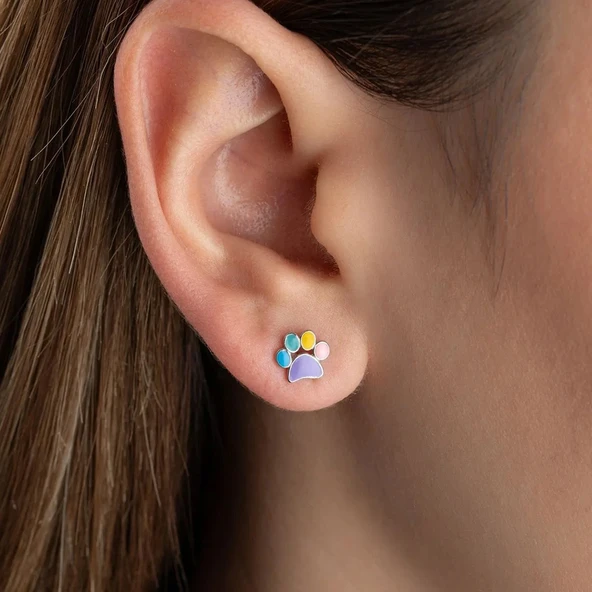 Vaoov 925 Ayar Gümüş Renkli Mineli Pati Küpe ürün görseli