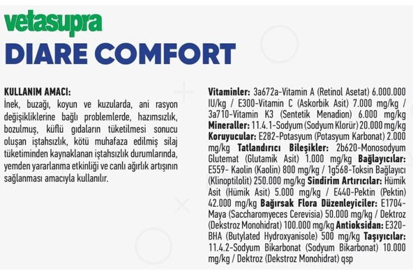 Hs Tarım Vetasupra Diare Comfort 1 KG Sindirim Sistemi Bozuklukları İçin Hayvan Yem Katkısı - 3