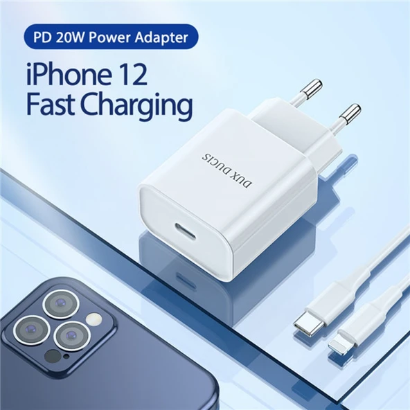 DUX DUCIS C50 PD 20W Hızlı Şarj Aleti 20W USB-C Güç Adaptörü (Beyaz) - 3