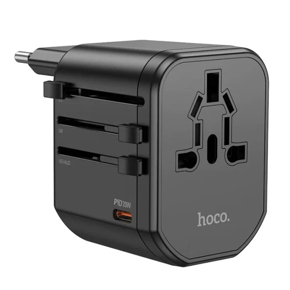 HOCO AC15 20W PD QC 3.0 Hızlı Şarj Universal Priz (Siyah)
