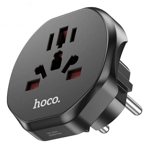 Hoco AC6 Travel Power Universal Seyahat Şarj Adaptörü EU (Siyah)